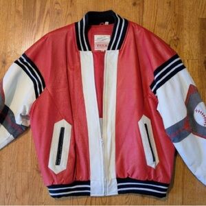 90's Michael Hoban Leather "Where M I" Baseball Jacket